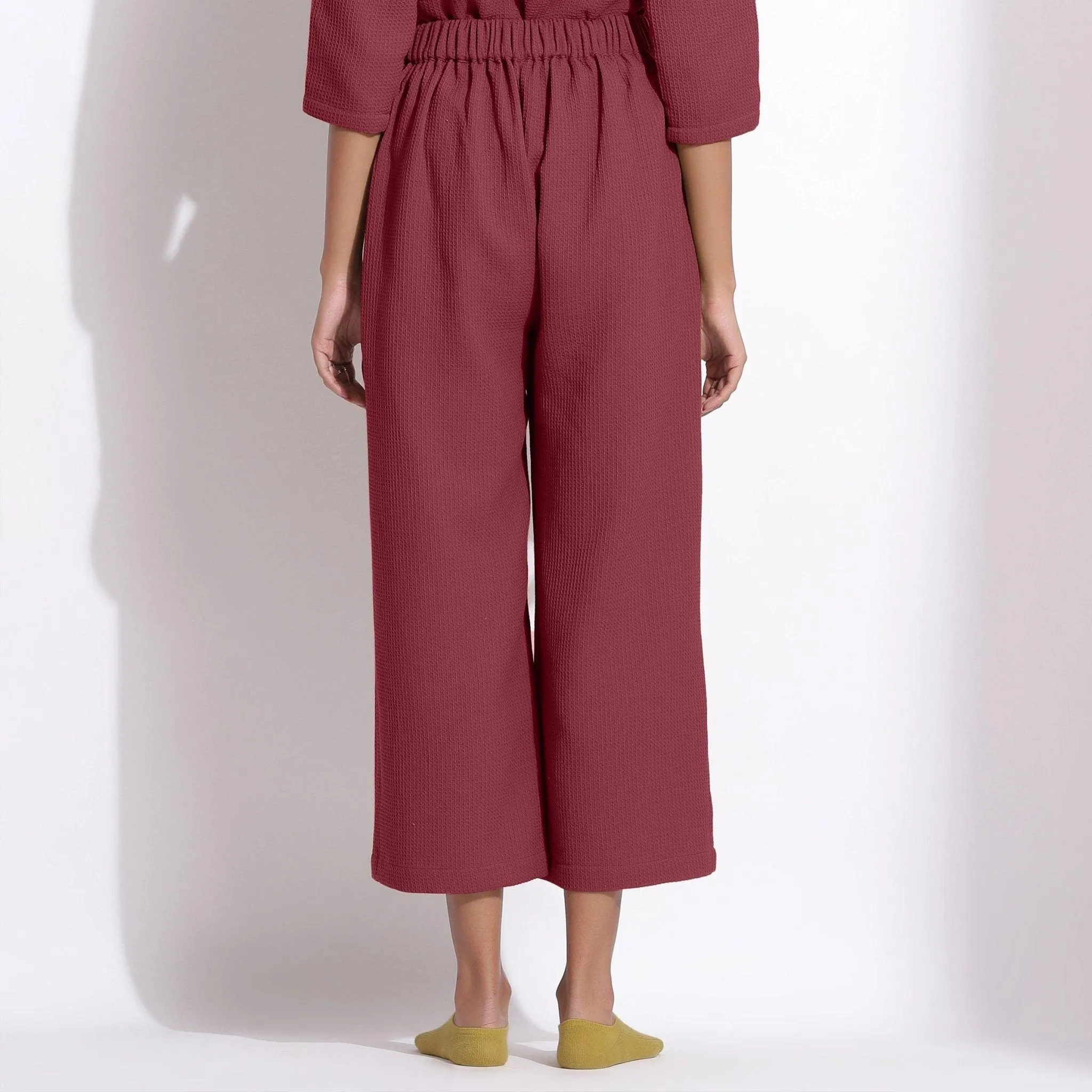 Barn Red Warm Cotton Waffle Calf Length Culottes