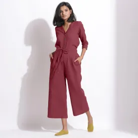 Barn Red Warm Cotton Waffle Culottes Co-ord Set