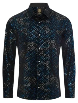 Black Men's Graphic Shirt Button Down Paisley Dress Shirts Long Sleeve Regular-Fit Style No: 2437