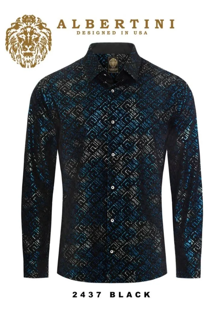 Black Men's Graphic Shirt Button Down Paisley Dress Shirts Long Sleeve Regular-Fit Style No: 2437