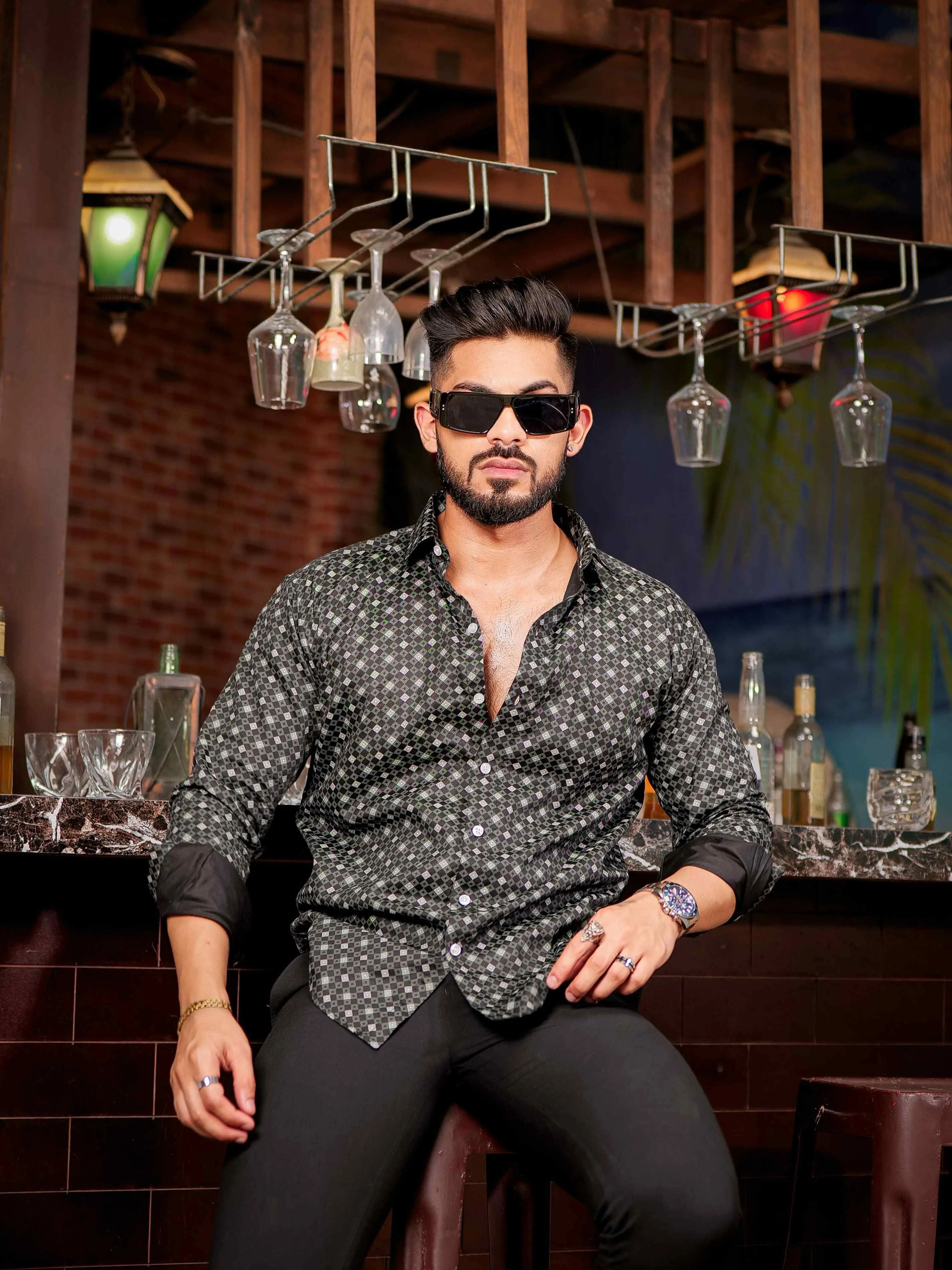 Black Satin Print Premium Shirt Sold Out