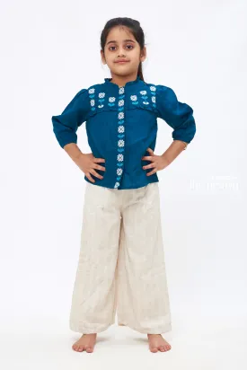 Bohemian Bliss - Teal Embroidered Top & Linen Culottes Duo