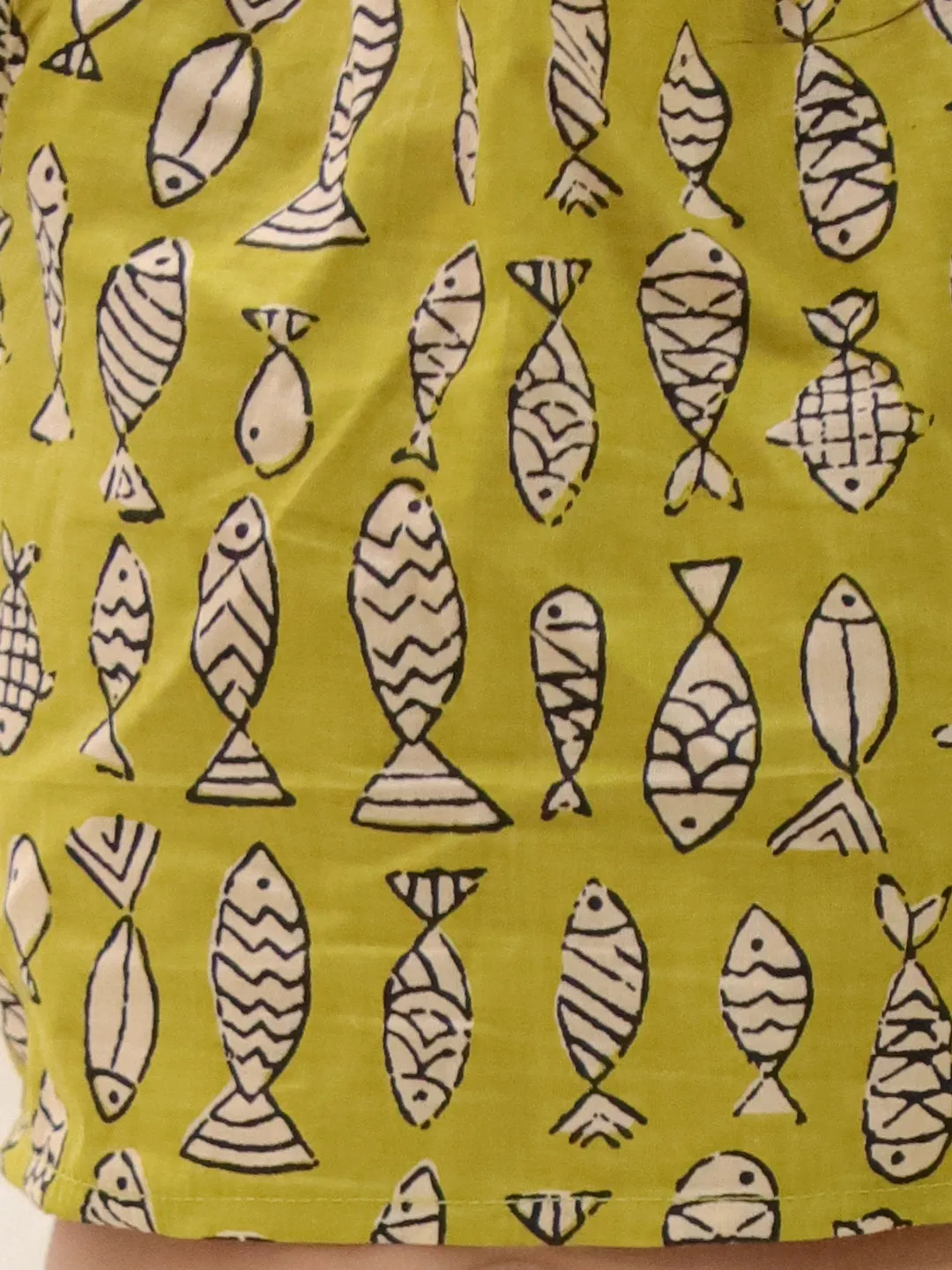 BownBee Summer Sleeveless Pure Cotton Printed Top & Culottes Set For Girls - Mustard