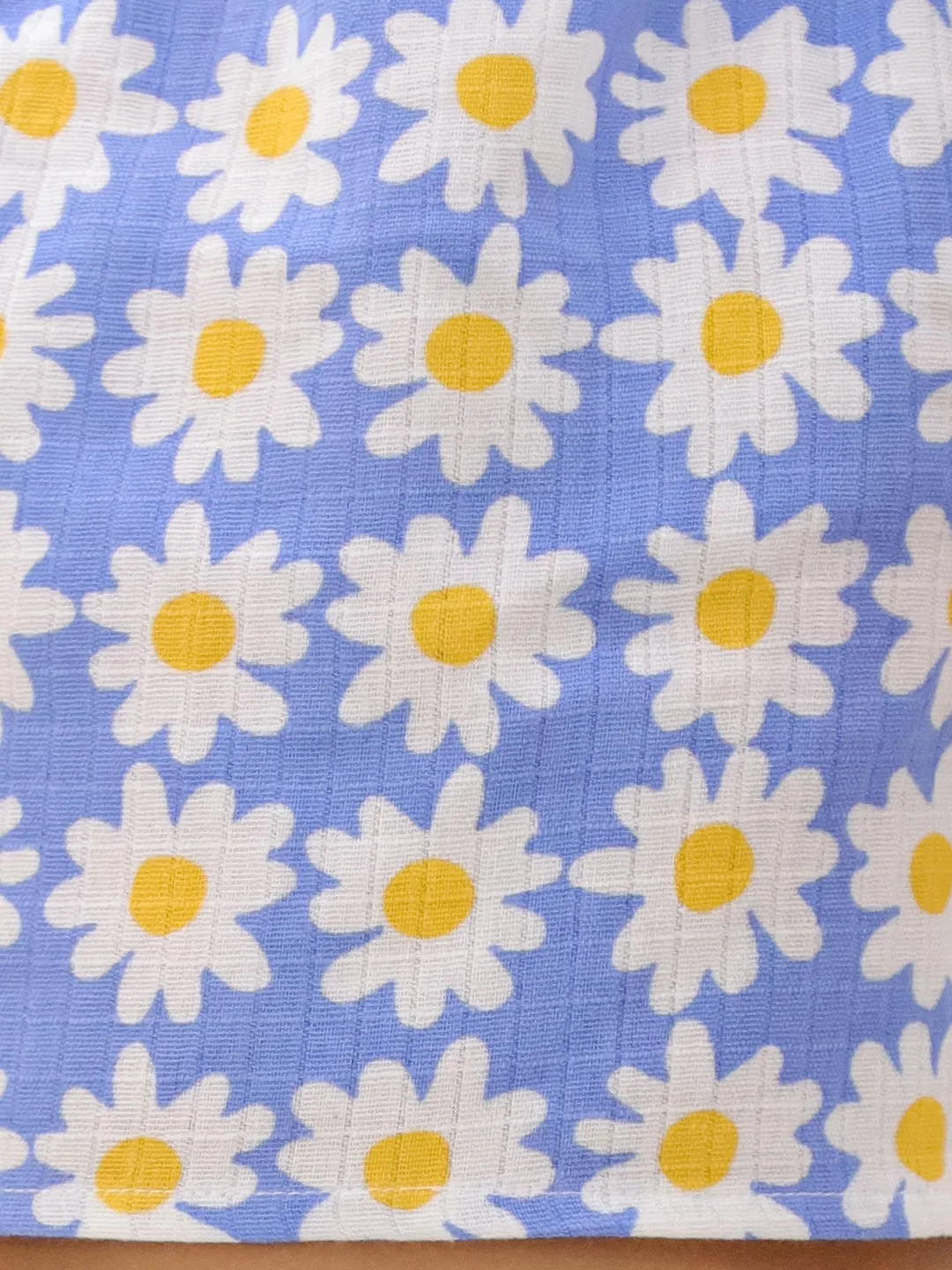 BownBee Summer Sleeveless Pure Cotton Printed Top & Culottes Set For Girls - Mustard