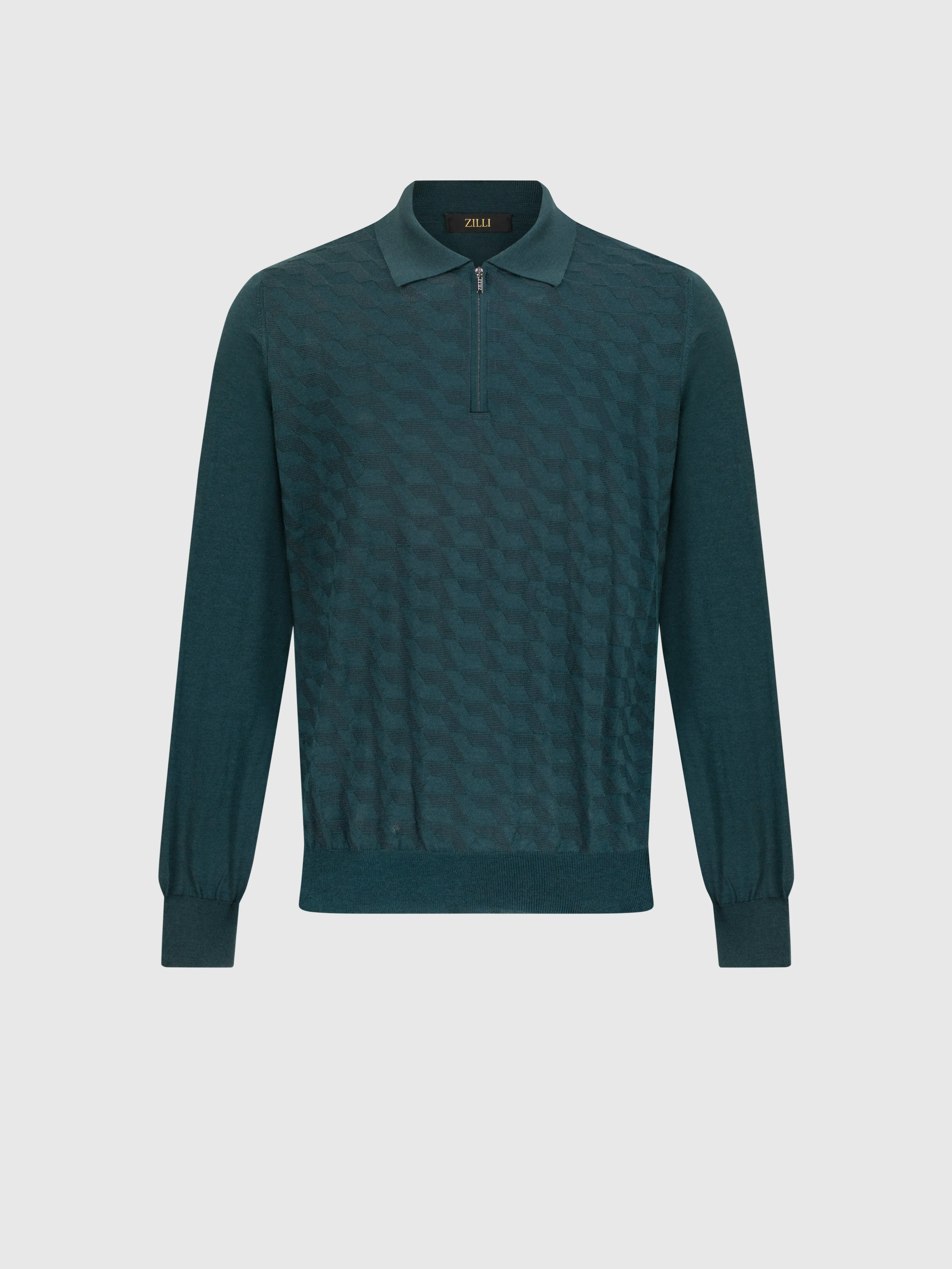 Cashmere and Silk Zipped Polo Dark Green