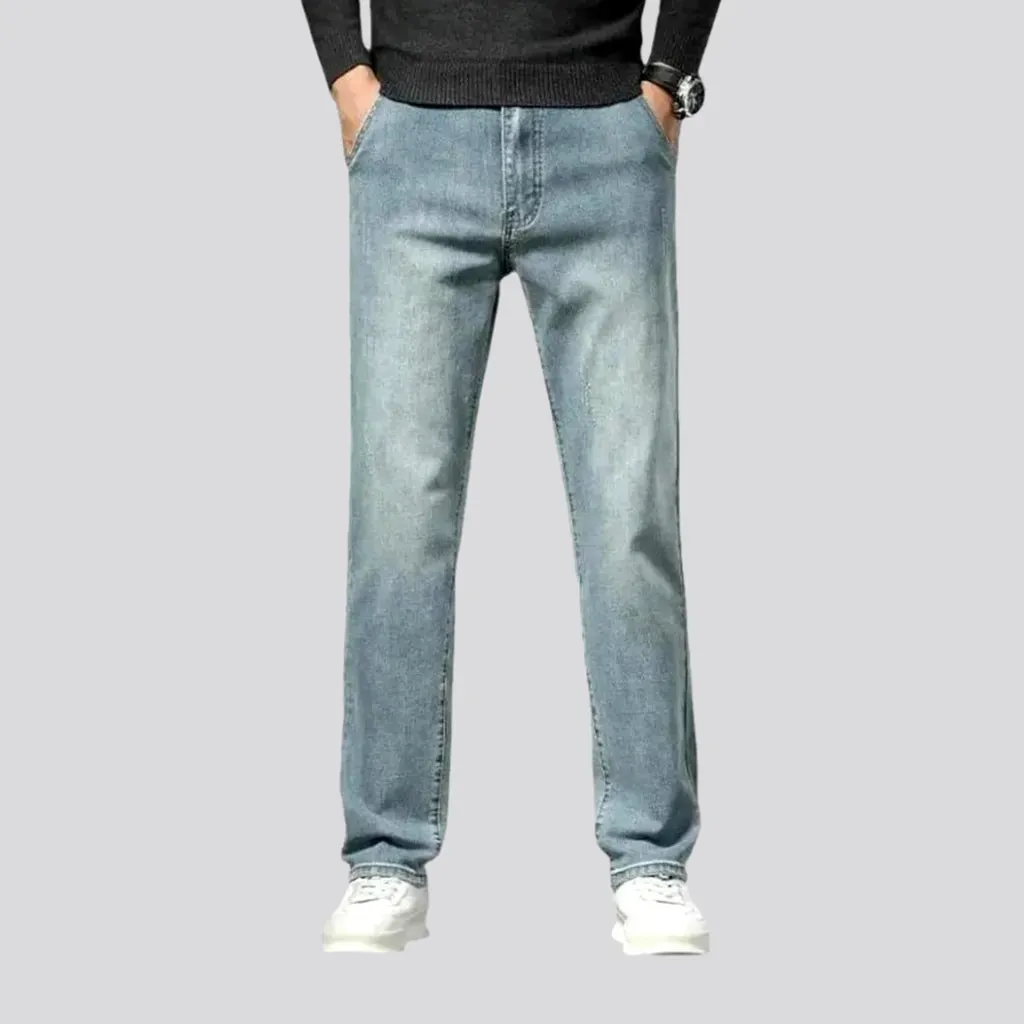 Casual stretchable narrow fit men's jeans