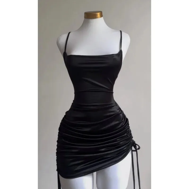 Dermearne 2024 Europe and the United States explosive new cross-border dress summer high sense lace-up sexy halter spice bag hip skirt