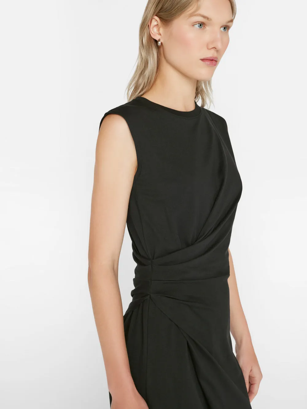 Draped Knit Midi Dress -- Noir