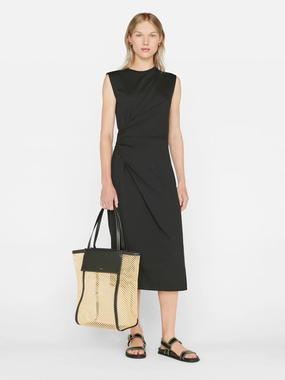 Draped Knit Midi Dress -- Noir