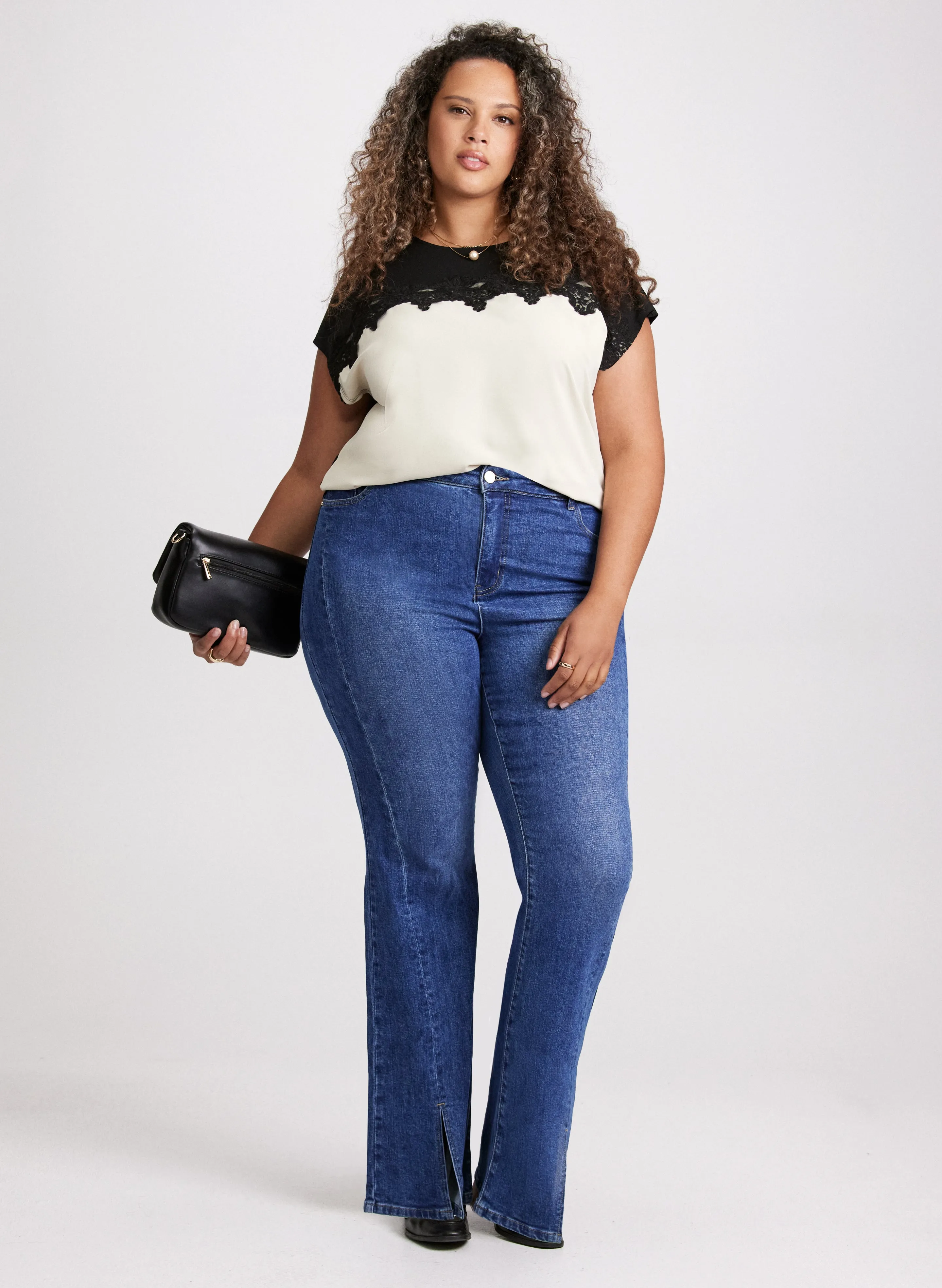 Drop Shoulder Lace Detail Top