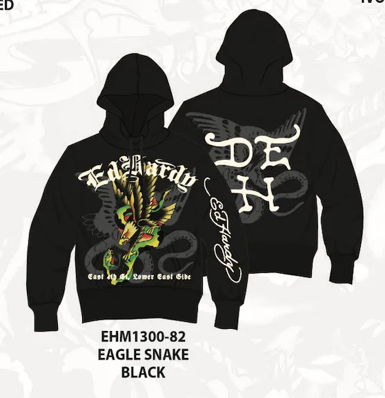 Ed Hardy Eagle Snake Pullover Hoodie - Black