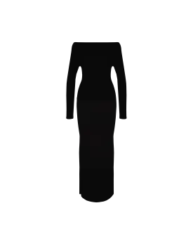 EMMA KNIT LONG SLEEVE DRESS BLACK