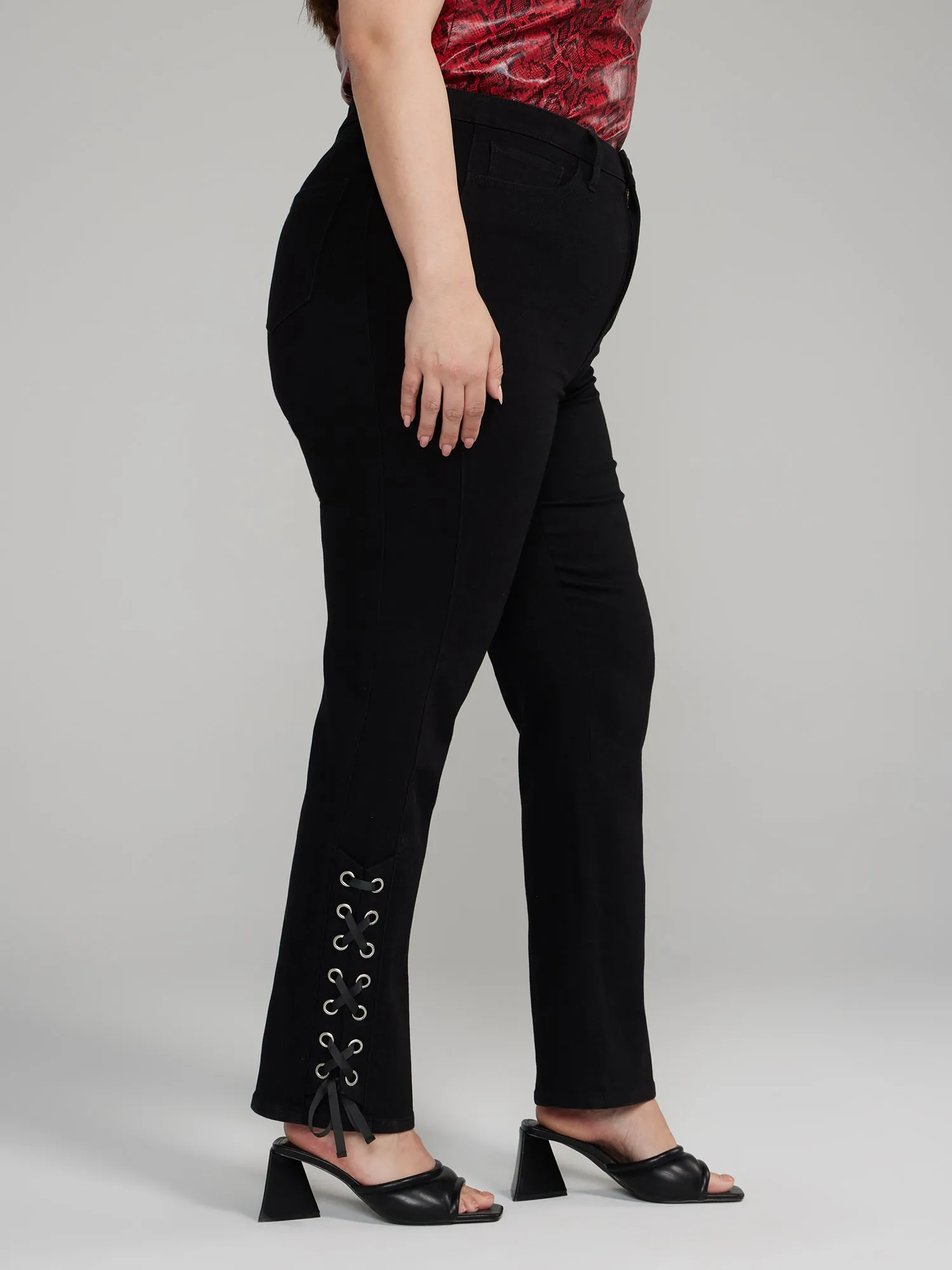 Fashion To Figure - High Rise Lace-Up Ankle Skinny Jeans