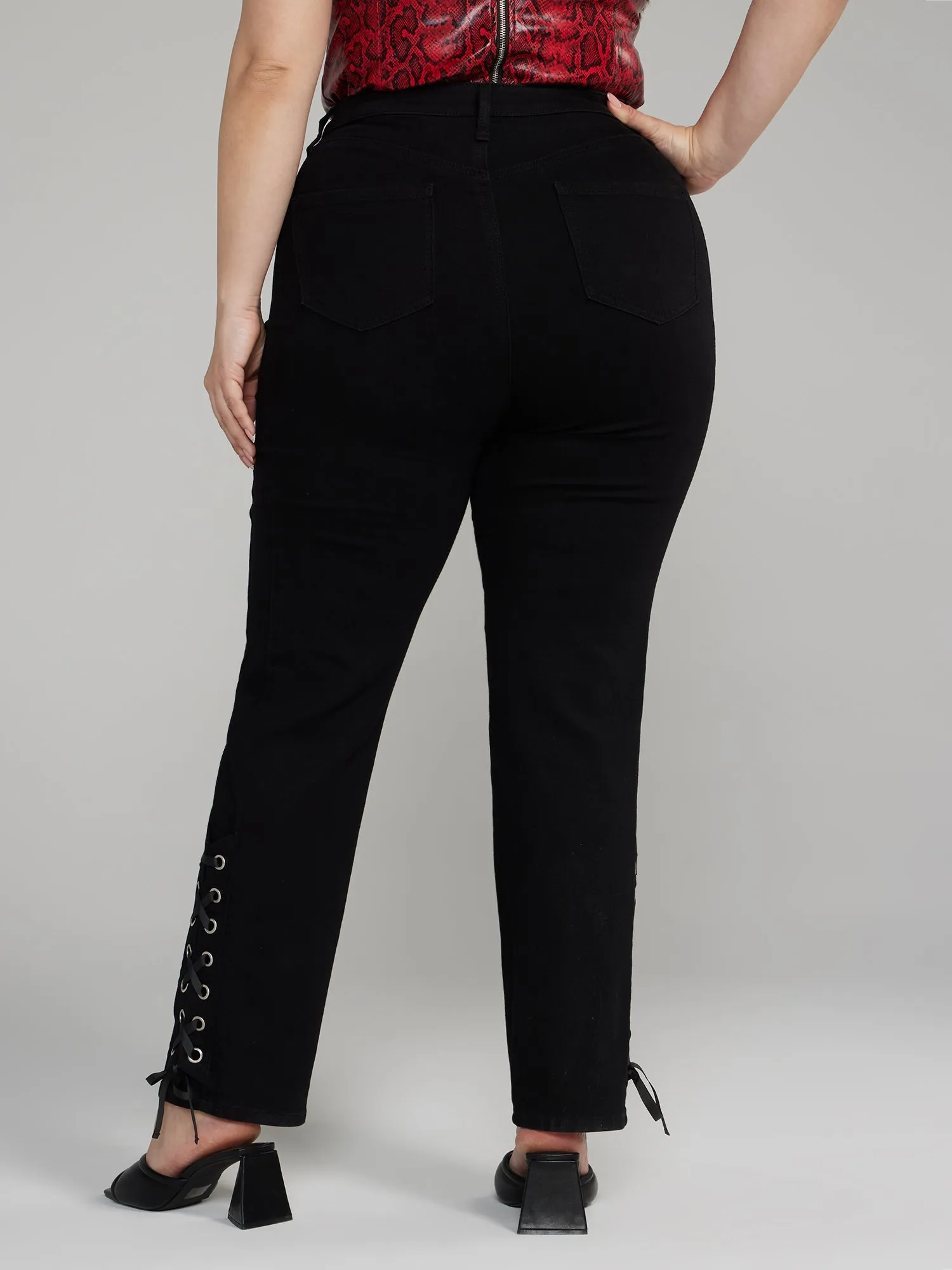 Fashion To Figure - High Rise Lace-Up Ankle Skinny Jeans