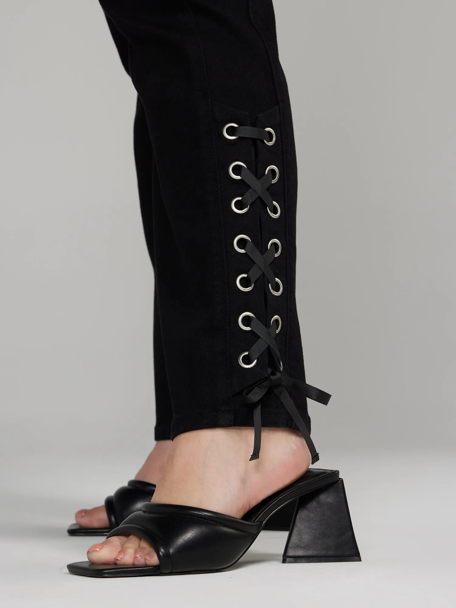 Fashion To Figure - High Rise Lace-Up Ankle Skinny Jeans