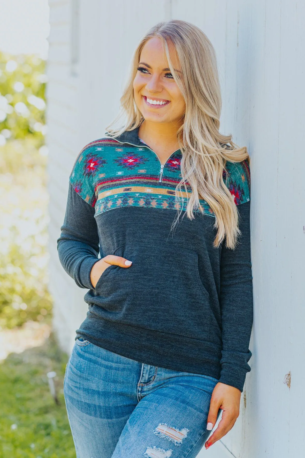 Feel the Heat Pullover in Teal
