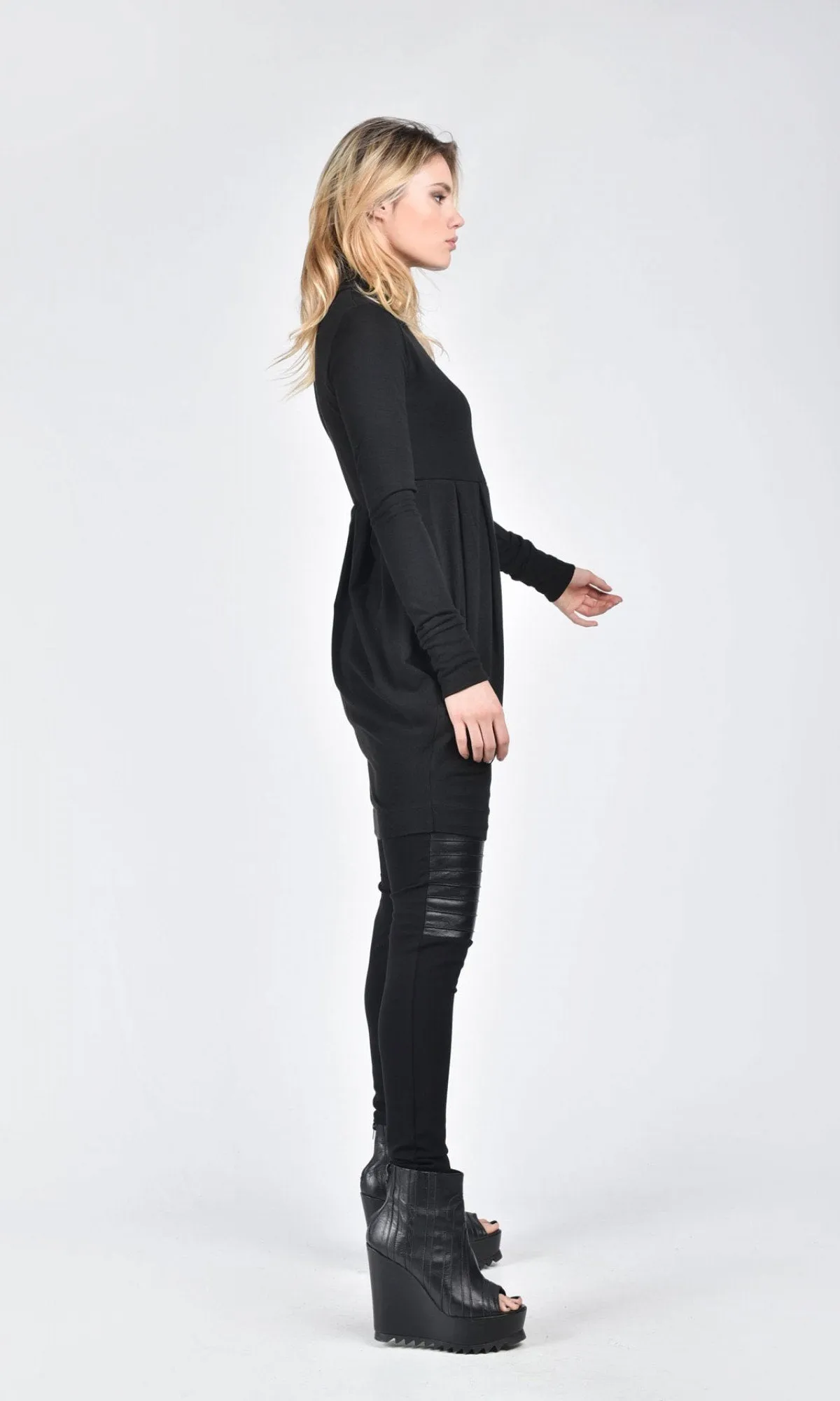 Fine Knit Turtleneck Tunic Dress
