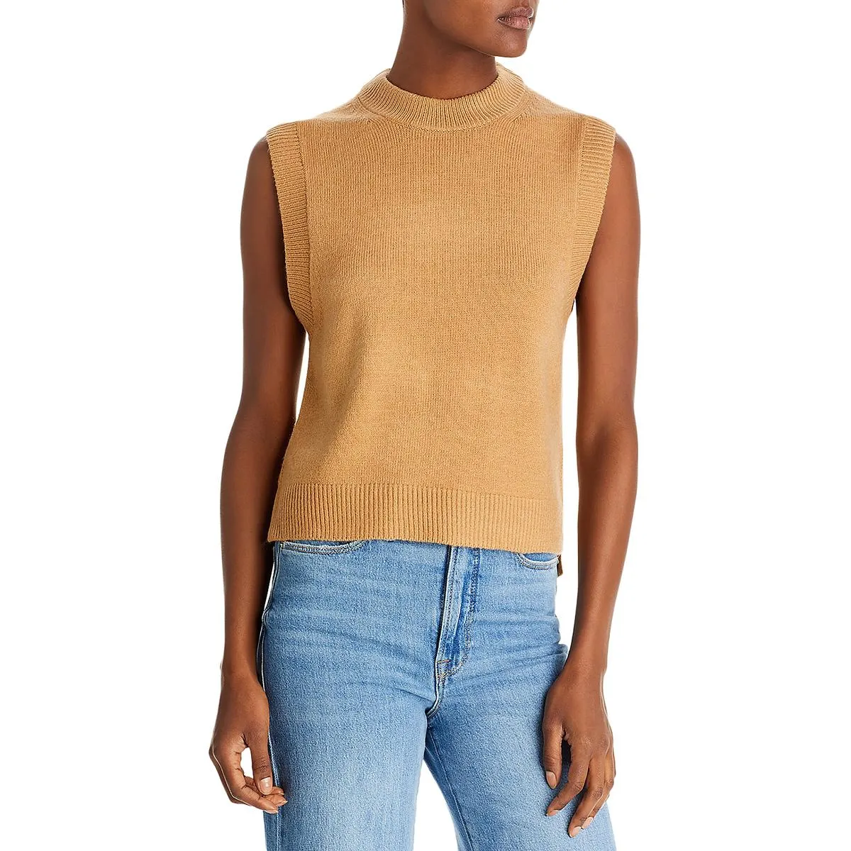 French Connection Womens Knit Ribbed Trim Tank Top Sweater
