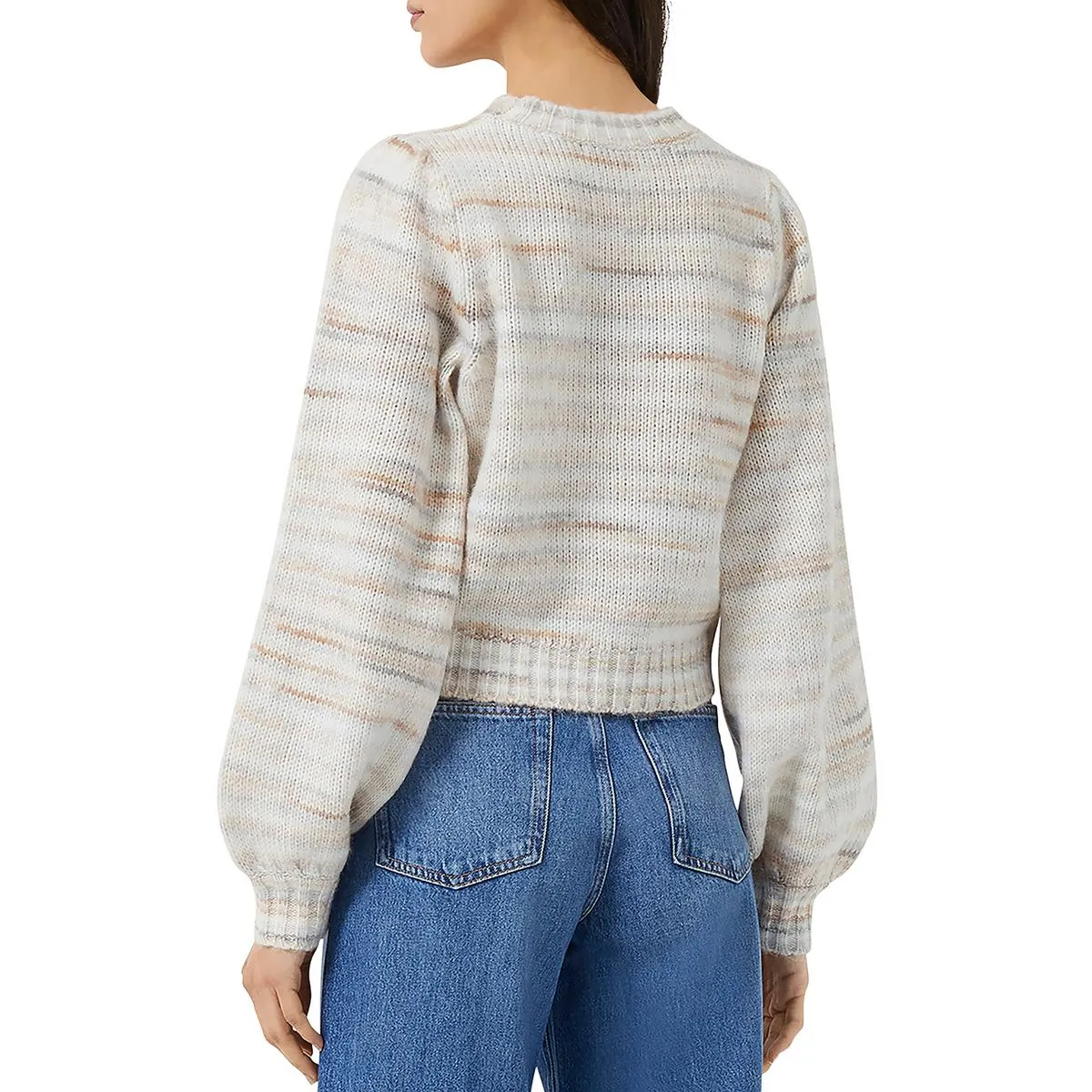 French Connection Womens Marley Ribbed Trim  Striped Pullover Sweater
