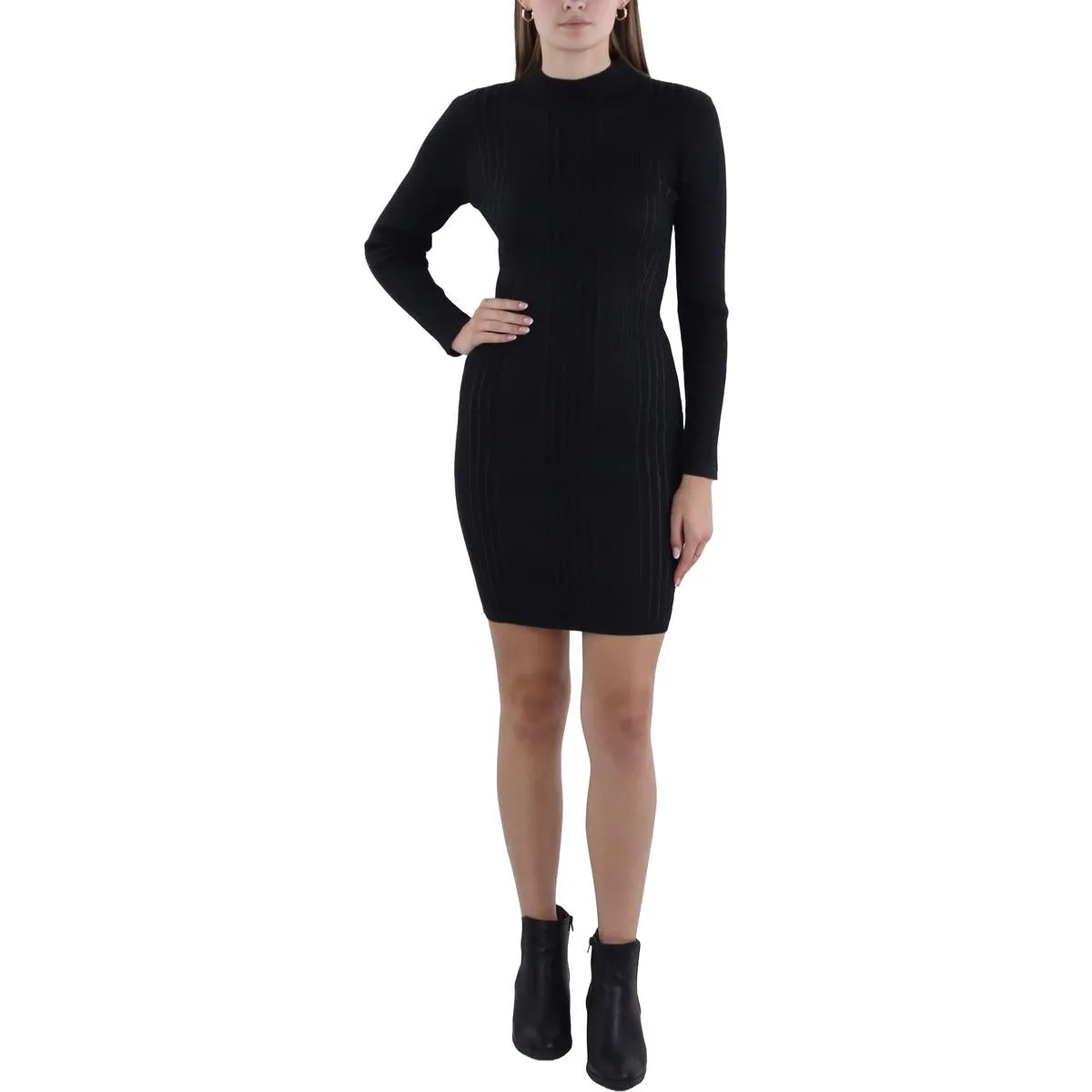 French Connection Womens Mini Mock Neck Bodycon Dress