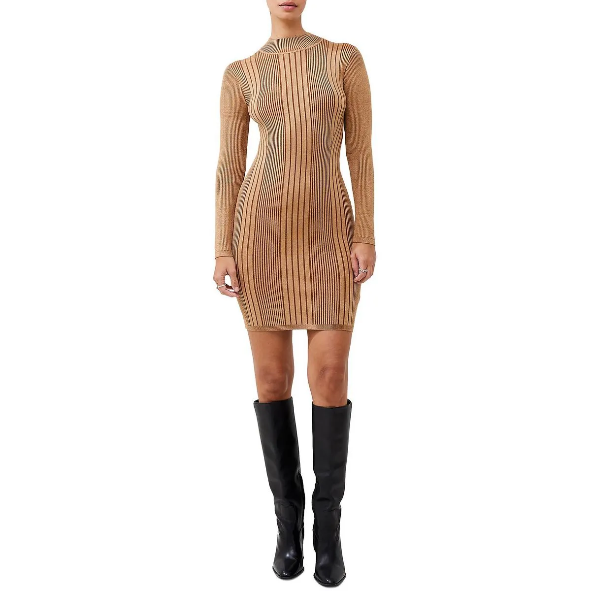French Connection Womens Mini Mock Neck Bodycon Dress