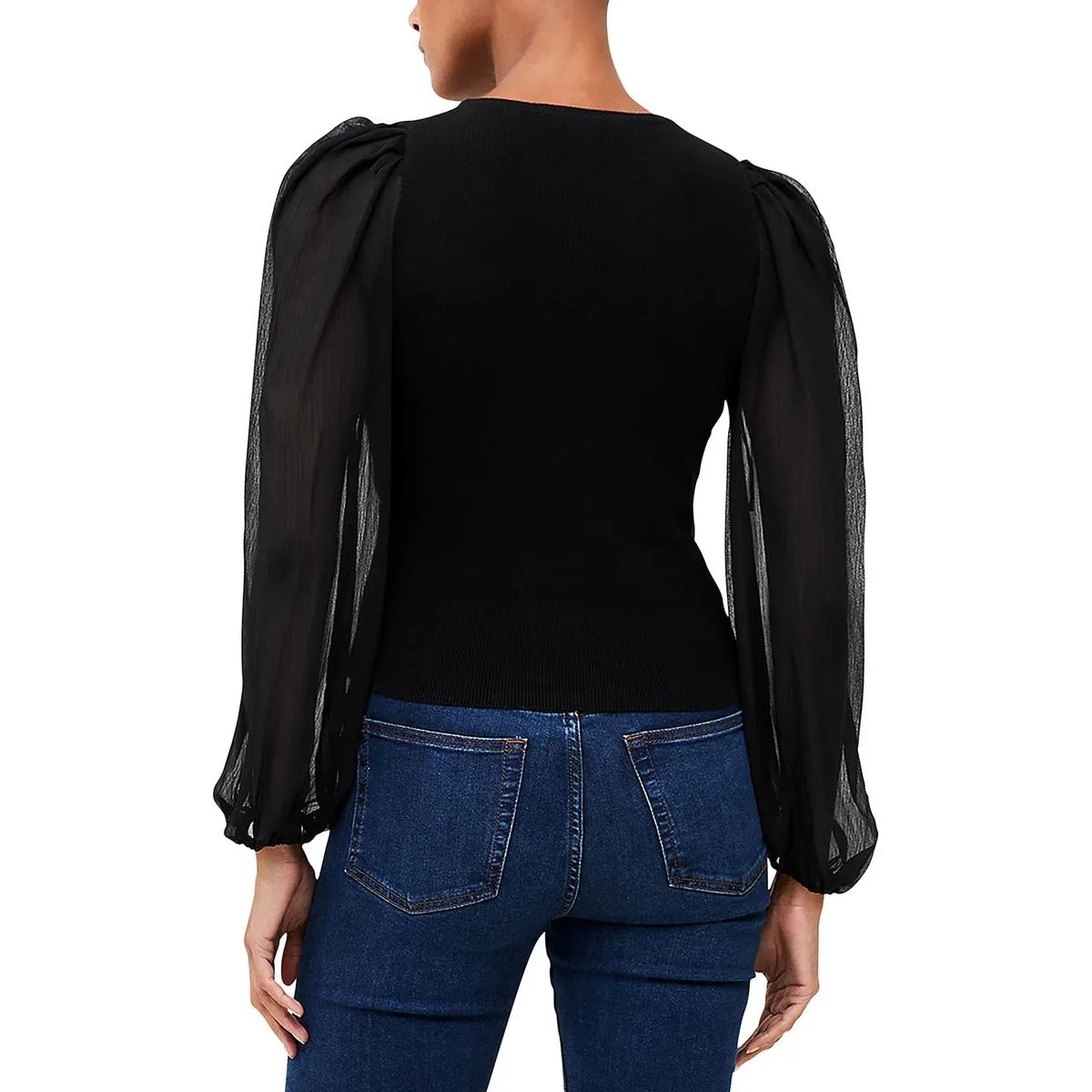 French Connection Womens Mixed Media Surplice Pullover Sweater