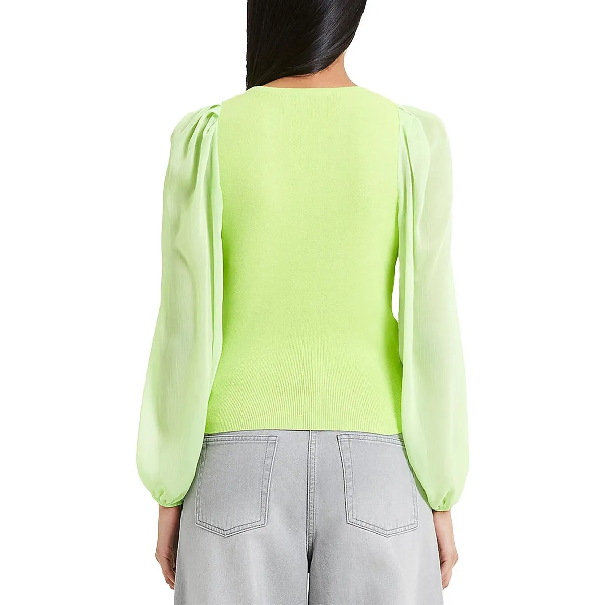 French Connection Womens Mixed Media Surplice Pullover Sweater