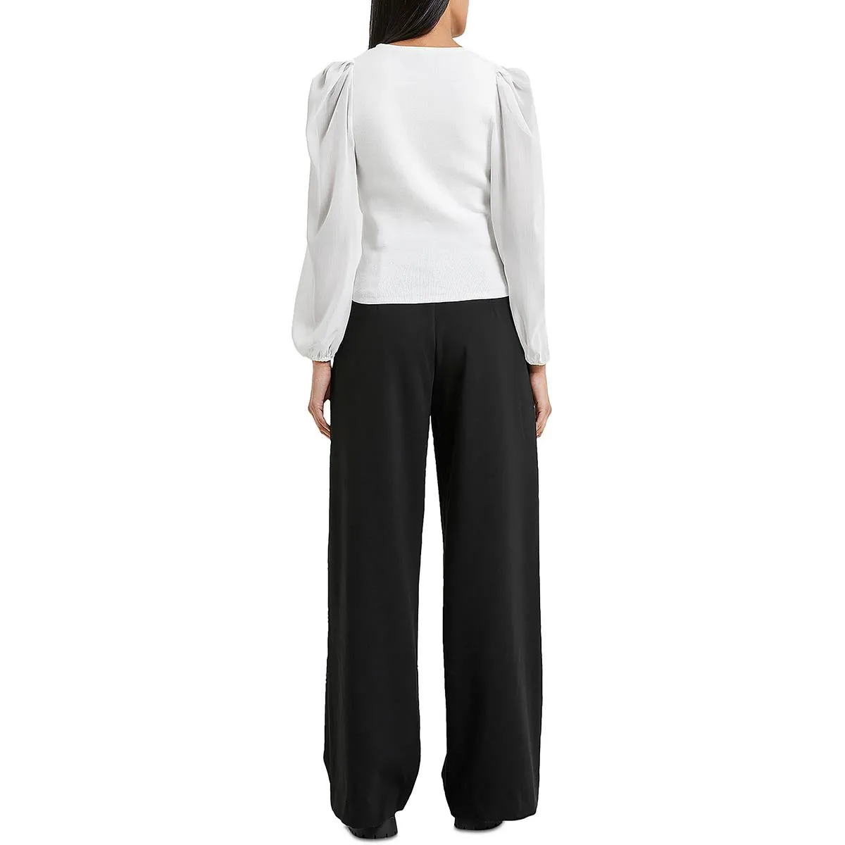 French Connection Womens Mixed Media Surplice Pullover Sweater