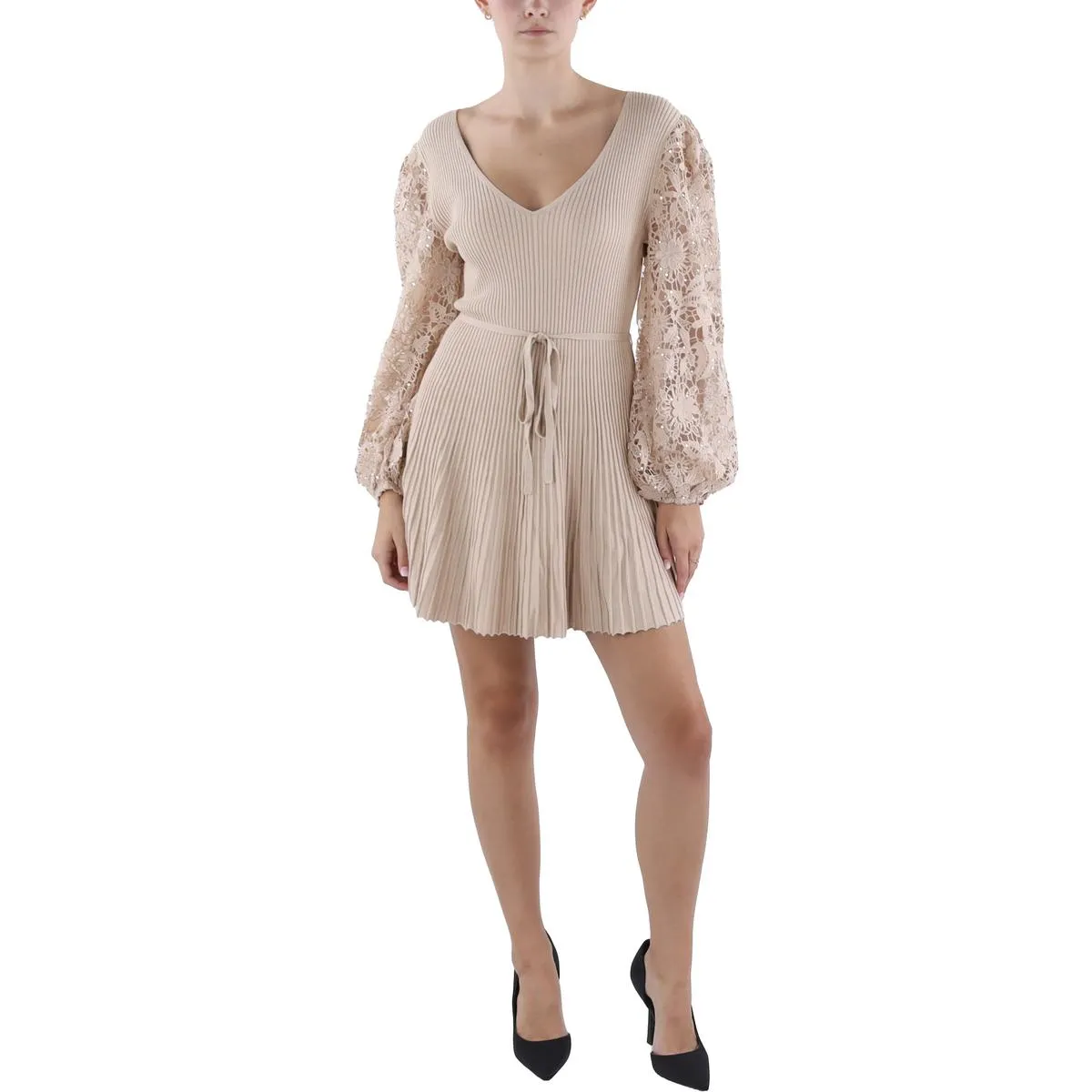 French Connection Womens Sequined Lace Mini Dress