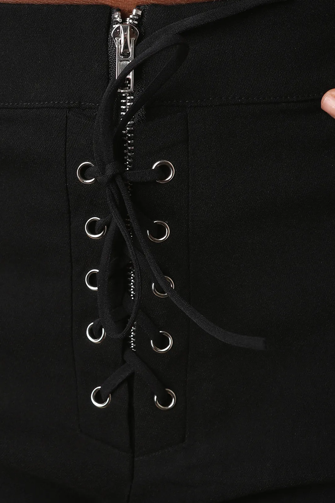 Front Lace-Up Cutout High Waisted Pants