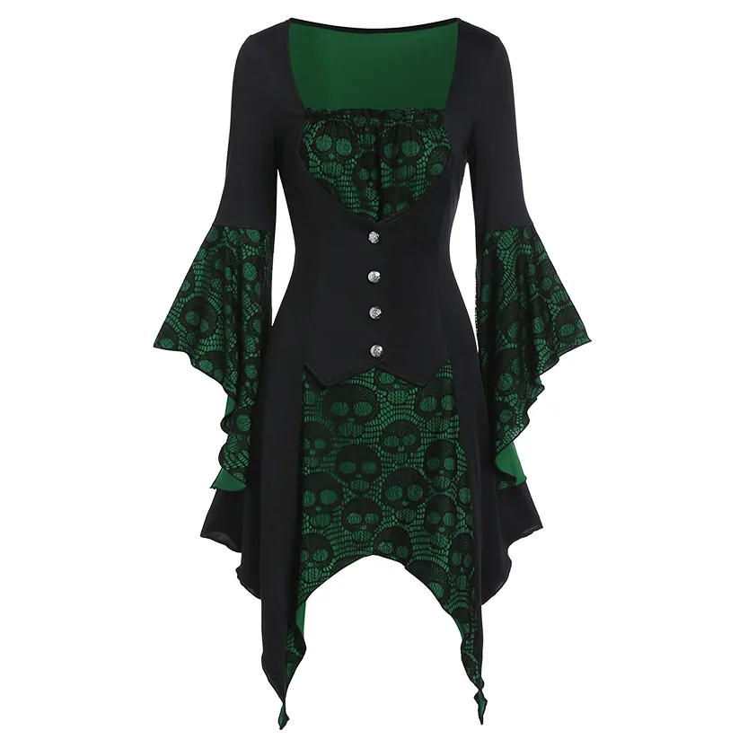 Funki Buys | Shirts | Women's Steampunk Skull Design Tunic Top