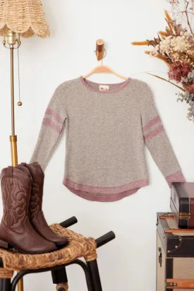 Girls Casual Striped Long Sleeve Soft Knit Top