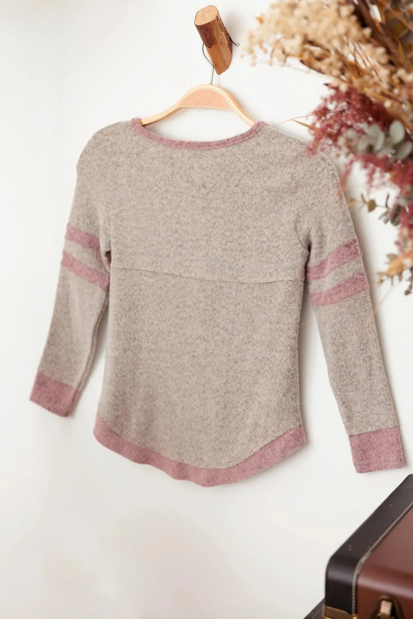 Girls Casual Striped Long Sleeve Soft Knit Top
