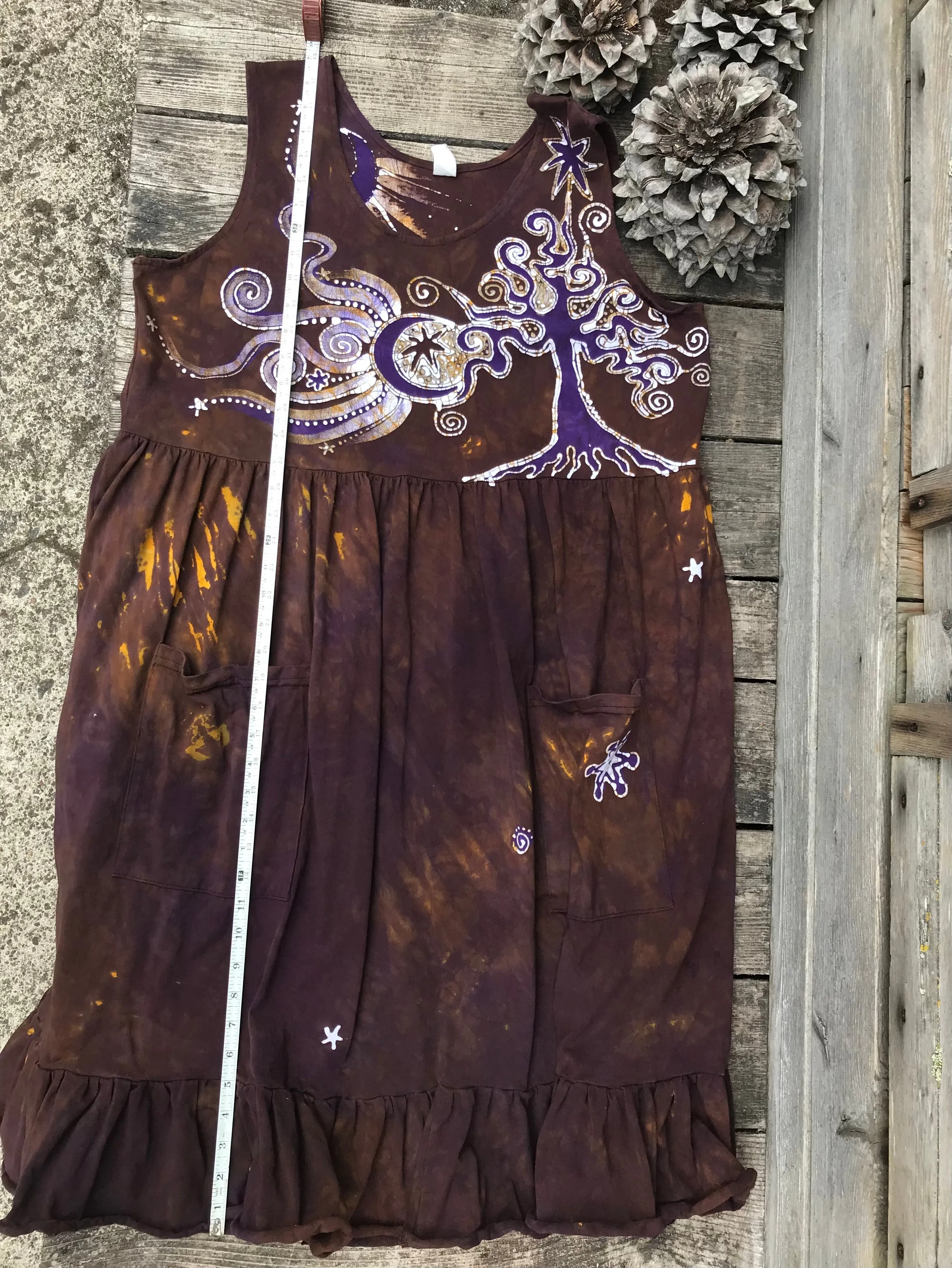 Golden Sun Purple Forest Farmer's Market Pocket Dress - Size 2X