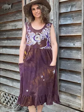 Golden Sun Purple Forest Farmer's Market Pocket Dress - Size 2X