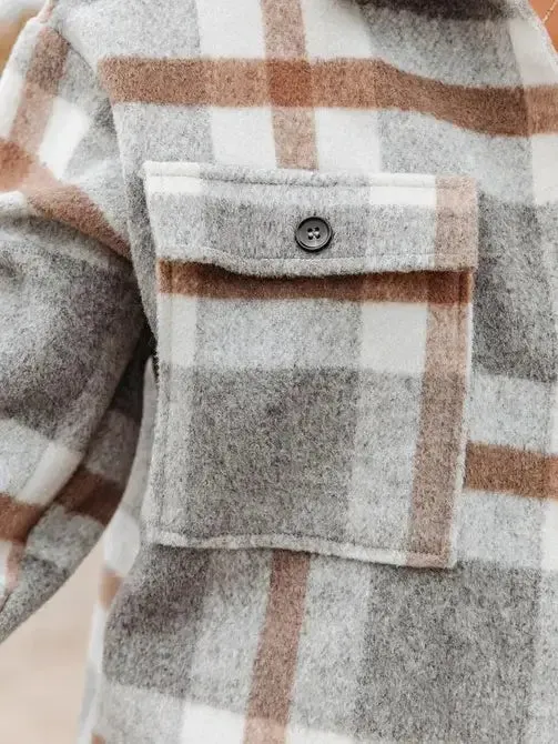 GRAY PLAID FLANNEL JACKET