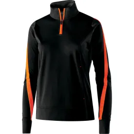 Holloway Women's Black/Orange Quarter Zip Determination Pullover