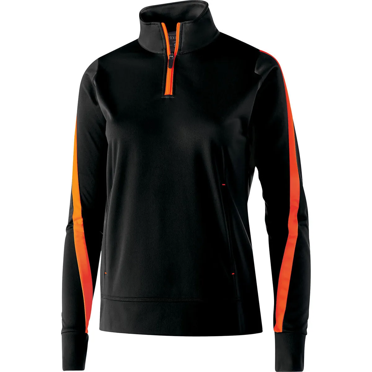 Holloway Women's Black/Orange Quarter Zip Determination Pullover