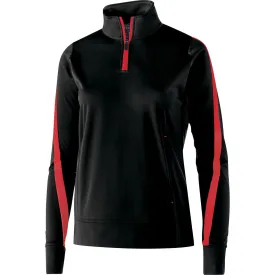 Holloway Women's Black/Scarlet Quarter Zip Determination Pullover