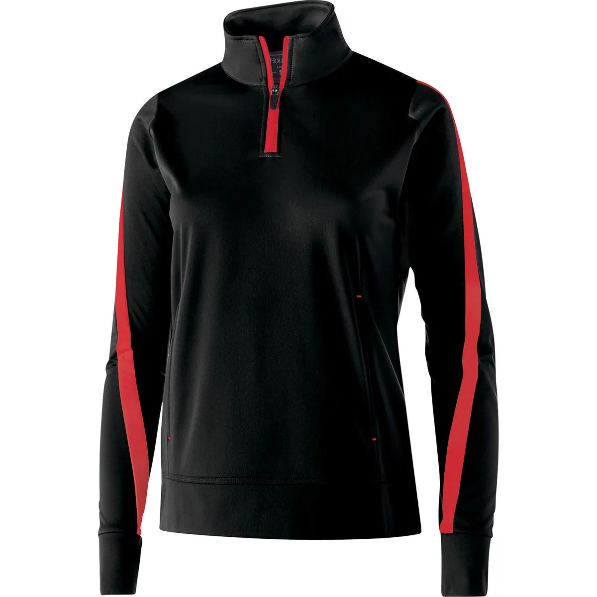 Holloway Women's Black/Scarlet Quarter Zip Determination Pullover