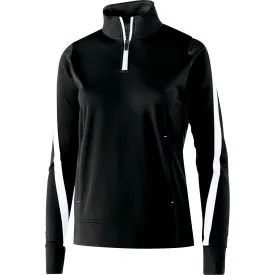 Holloway Women's Black/White Quarter Zip Determination Pullover