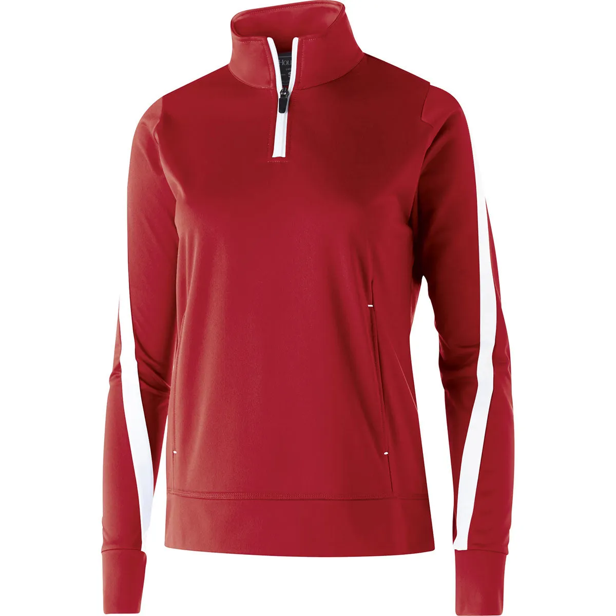 Holloway Women's Scarlet/White Quarter Zip Determination Pullover