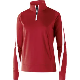 Holloway Women's Scarlet/White Quarter Zip Determination Pullover