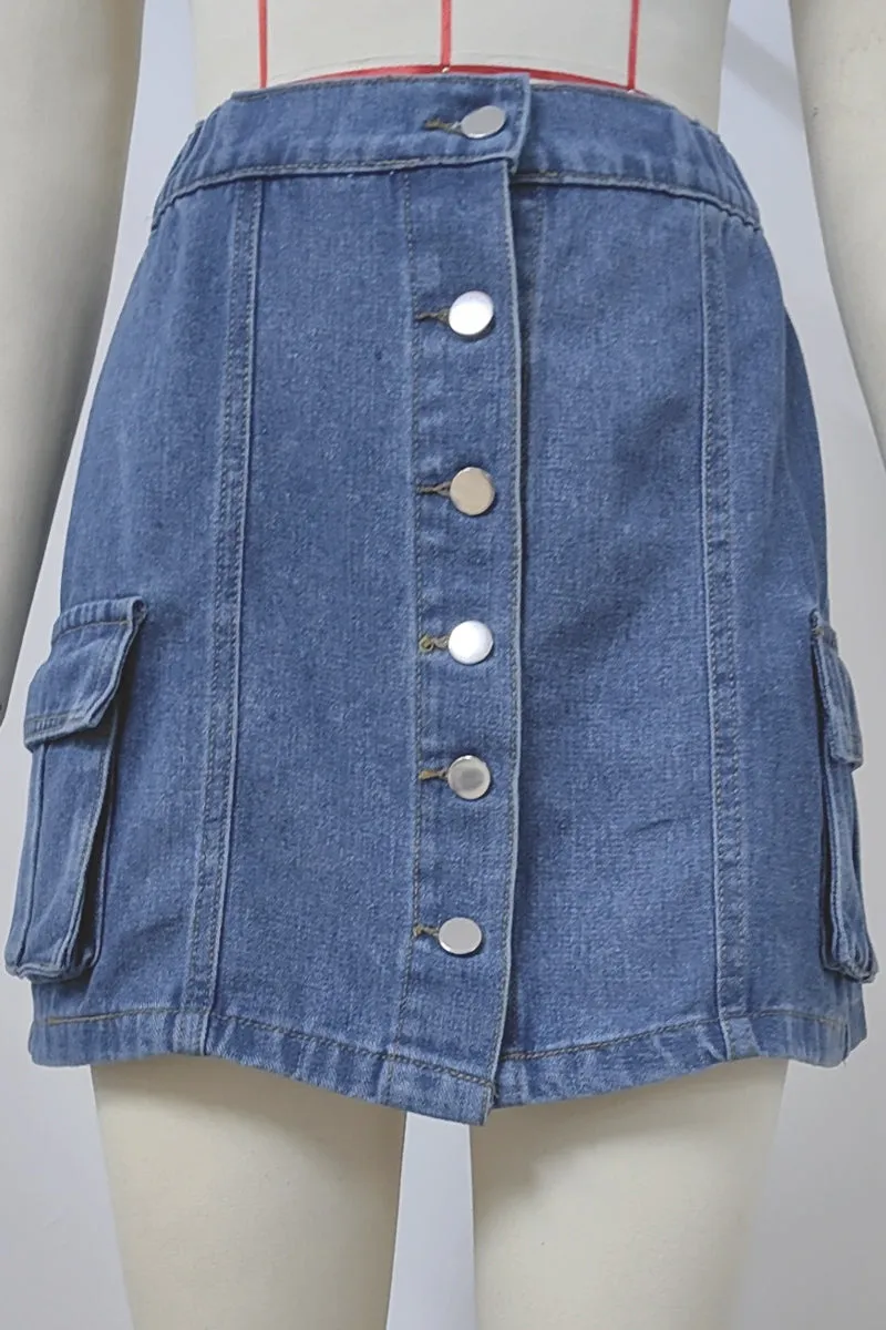 HQO2174 A-Line Pocket Mini Skirt