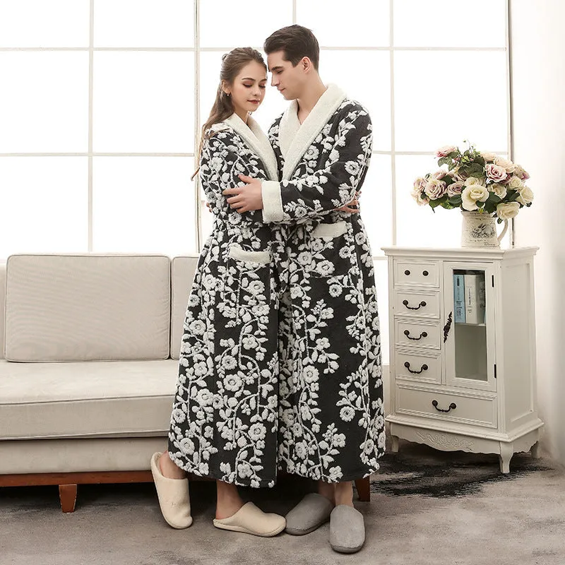Jacquard Double Layer Thickened Flannel Nightgown