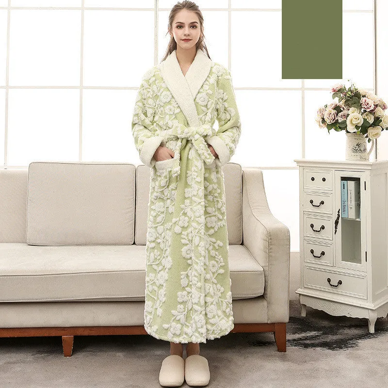 Jacquard Double Layer Thickened Flannel Nightgown