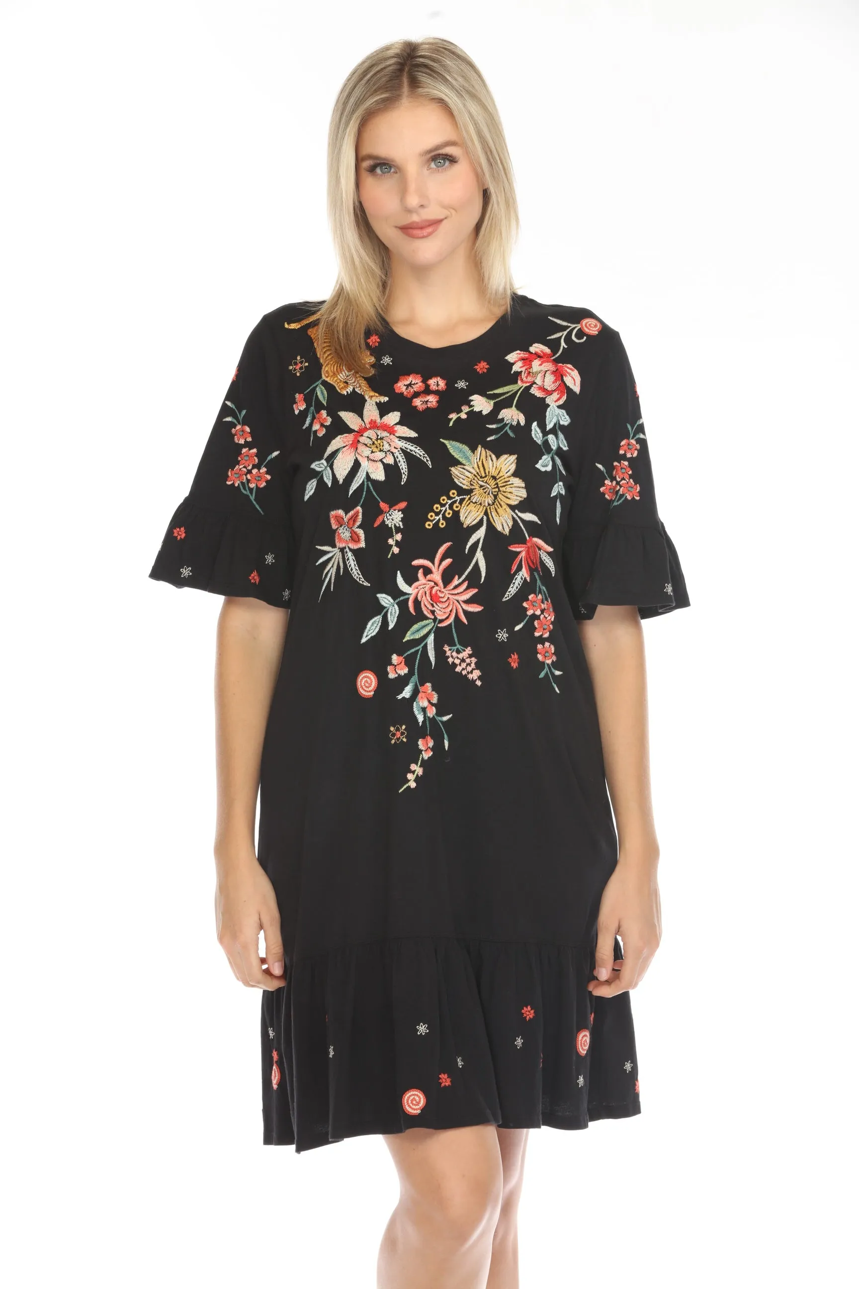 Johnny Was JWLA Andrean Ruffle Sleeve Knit Dress J32424 *