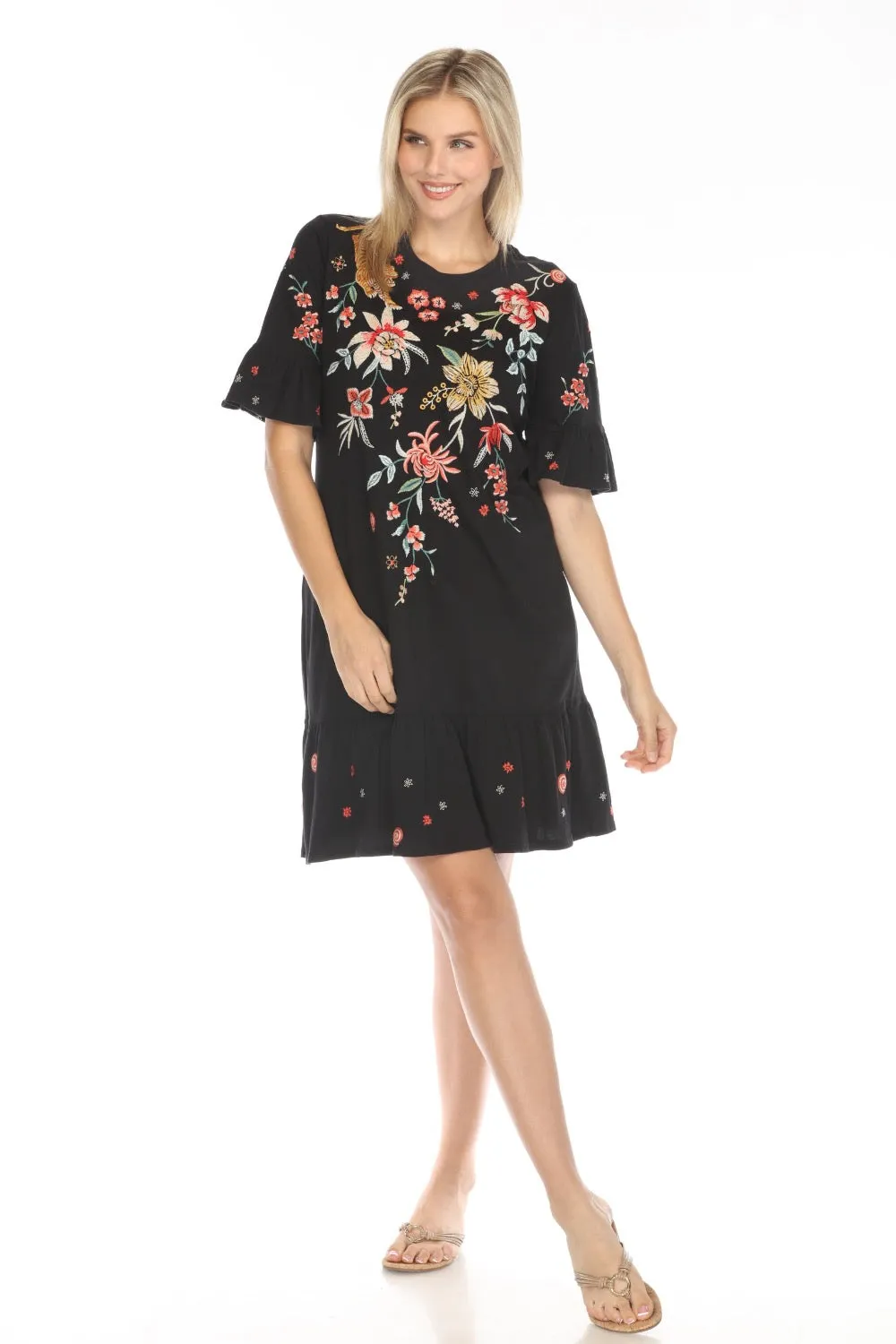 Johnny Was JWLA Andrean Ruffle Sleeve Knit Dress J32424 *
