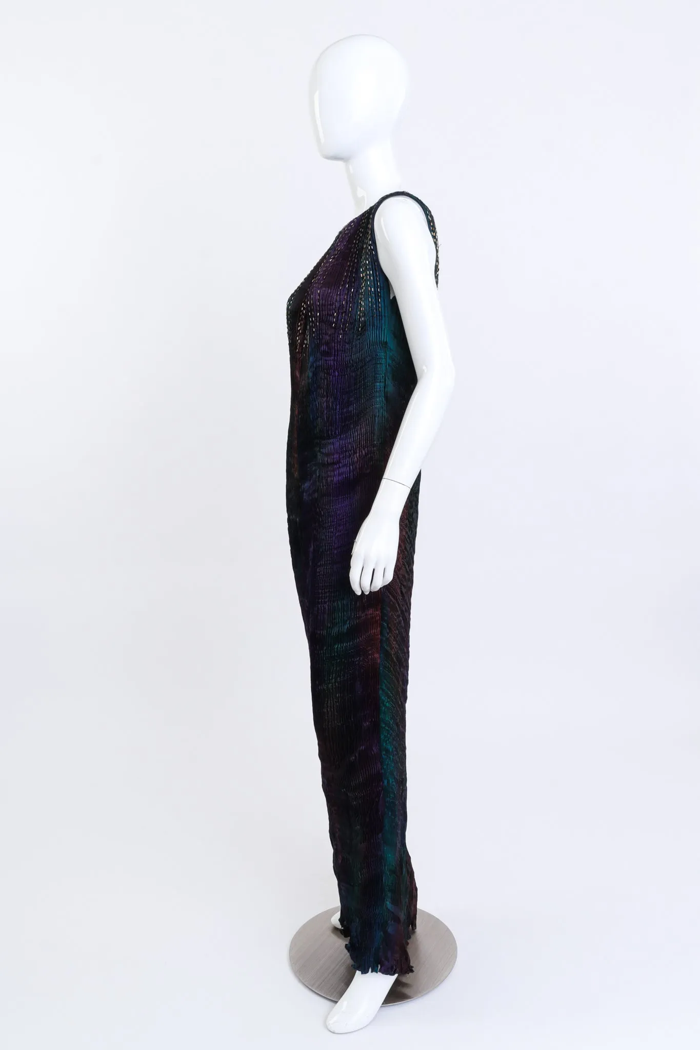 Long Pleated Silk Dress