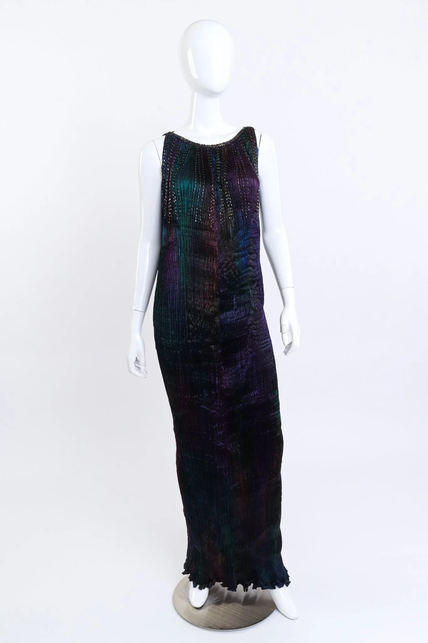 Long Pleated Silk Dress